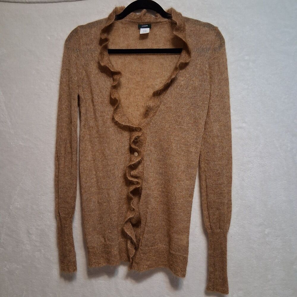 J Crew S Cardigan Sweater Vintage Y2K Mohair Blend Ruffle Fairy Grunge Coquette